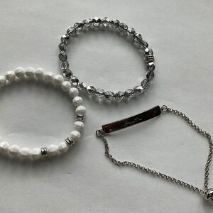 Set of 3 silver/white bracelets